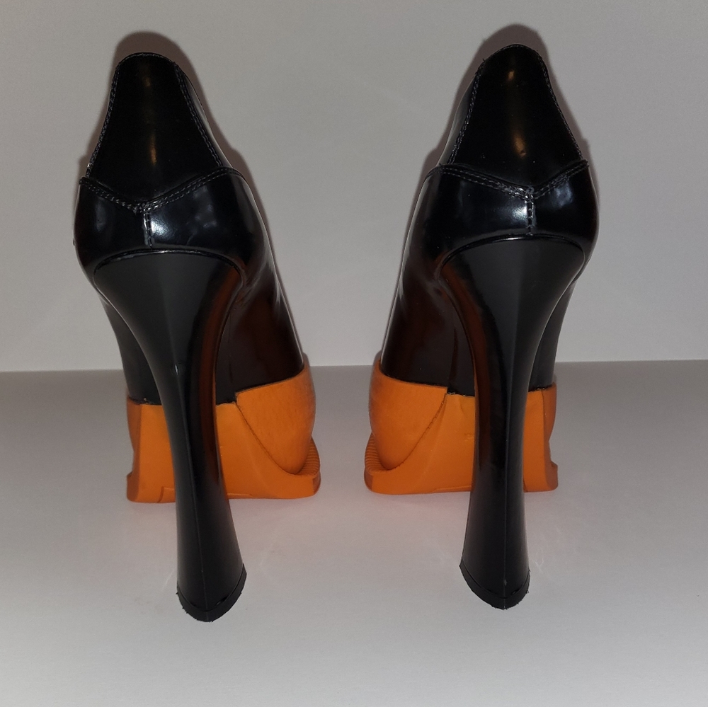 SOLD PRADA RUNWAY 2012 Orange leather & Rubber Mary Jane Heels FINAL PRICE 🧡 - Picture 6 of 16